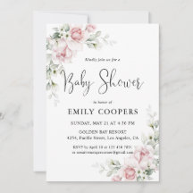 Rosa blommig baby shower-inbjudan