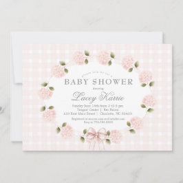Rosa blommig baby shower-inbjudan, inbjudningar