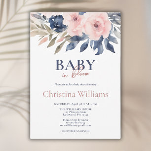 Rosa Blommig Baby Shower Inbjudningar