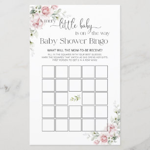 Rosa Blommig Baby Shower Spel Bingo