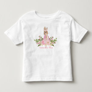 Rosa blommig babykanin födelsedags t-shirt för små