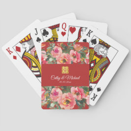 Rosa blommig bakgrund dubbel lyckosymbol casinokort