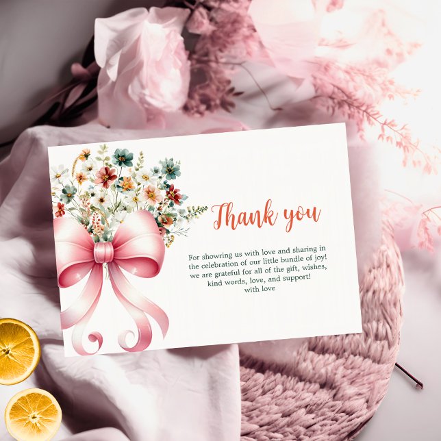 Rosa blommig band baby shower tackkort tack kort (Skapare uppladdad)