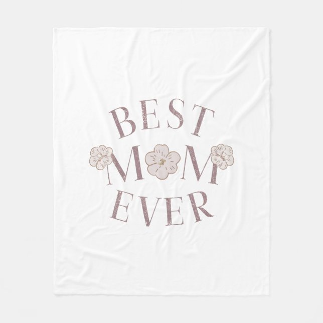 Rosa blommig Bästa mamma någonsin Fleecefilt (Framsidan)