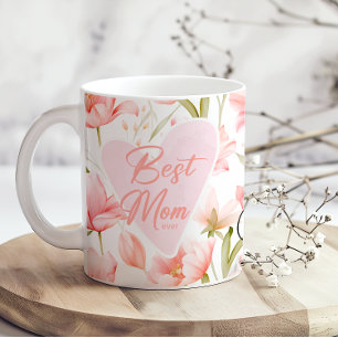 Rosa blommig Bästa mamma någonsin Mors dag kaffemu Kaffemugg