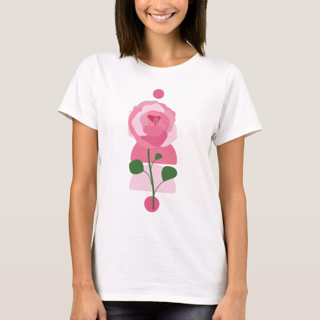 Rosa blommig boho skjorta t shirt (Framsida)