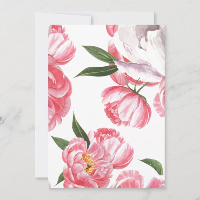 Rosa Blommig Bröllop Tack Kort (Framsida)