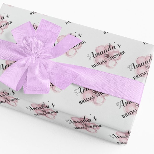 Rosa Blommig Bröllopsdusch Presentpapper (Skapare uppladdad)