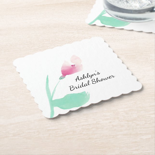Rosa Blommig Bröllopsdusch Underlägg Papper (Vinklad)