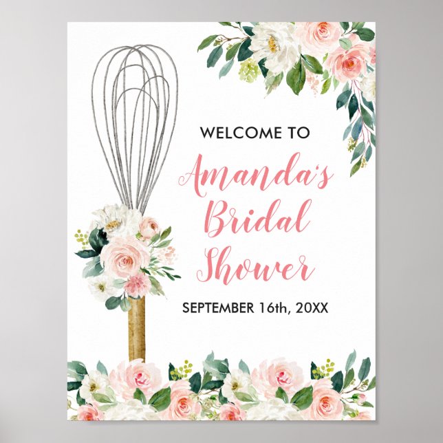 Rosa blommig bröllopsfest för snart bortförd brud poster (Framsidan)