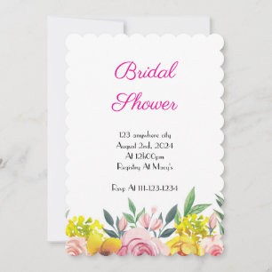 Rosa blommig bröllopsfestinbjudan inbjudningar