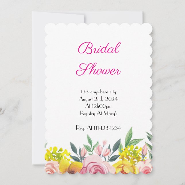 Rosa blommig bröllopsfestinbjudan  inbjudningar (Framsida)