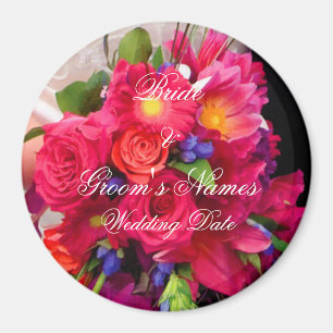 Rosa blommig bröllopspresent magnet