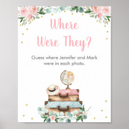 Rosa blommig bröllopsresa Where Were They Game Poster