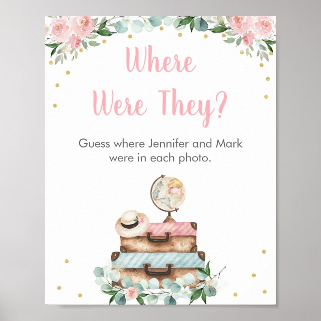 Rosa blommig bröllopsresa Where Were They Game Poster (Framsidan)