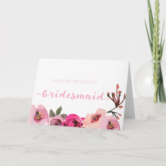 Rosa Blommig Brudtack Till Tacksamhet Bröllopskort Tack Kort (Framsida)