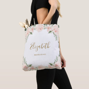 Rosa blommig brudtärna bröllop tygkasse