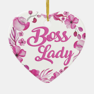 Rosa blommig chefdamdesign julgransprydnad keramik