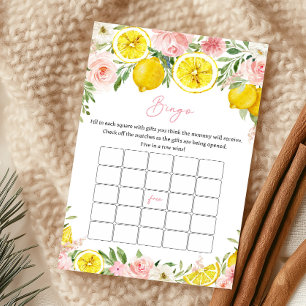 Rosa blommig citron baby shower Bingo spel