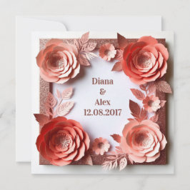 💎 Rosa Blommig Diamant Bröllop 💎 Inbjudningar