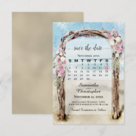 Rosa Blommig Driftwood Strand Trädgård Kalendar Br Spara Datumet