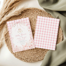 Rosa Blommig Dumma Gås Rutig Bebis Baby Shower