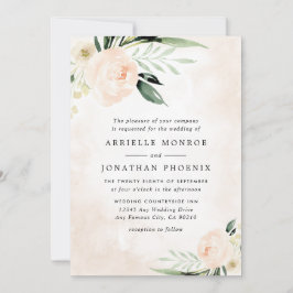 Rosa blommig elegant champagnejsträdgård Bröllop Inbjudningar