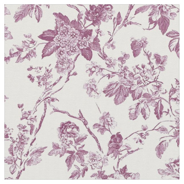Rosa blommig fågeltoile-mönster tyg (Närbild)