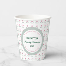 Rosa Blommig Familjeåterträff 8 oz. Papper