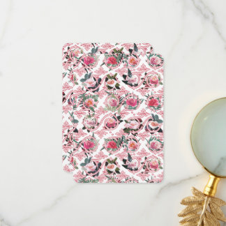 Rosa Blommig Filigran Kort