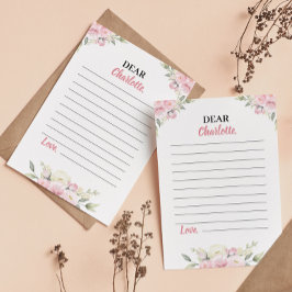 Rosa blommig flicka tidskapsel notis meddelande ko