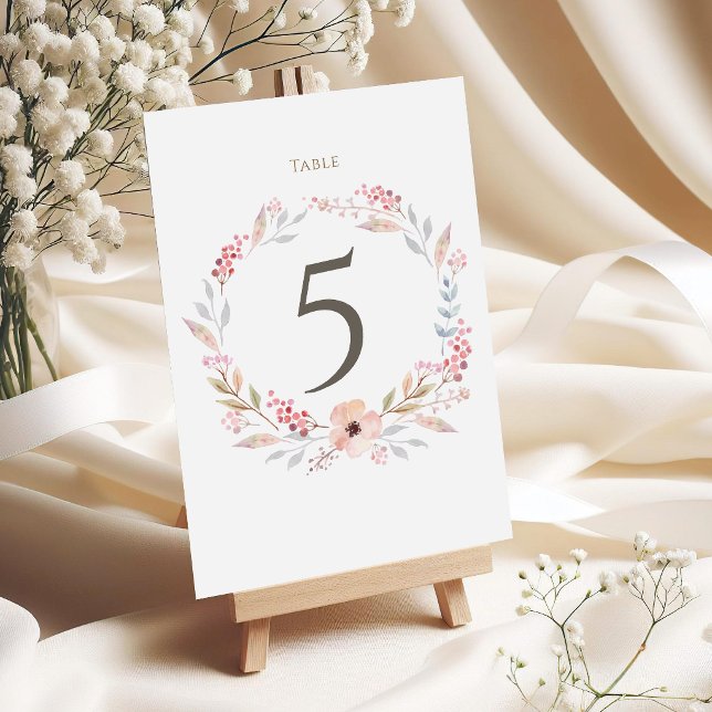 Rosa Blommig Flickas Dop Bordsnummer (Blush Pink Floral Girl Baptism Table Numbers)