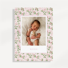 Rosa blommig födelsekort för babyflicka meddelande