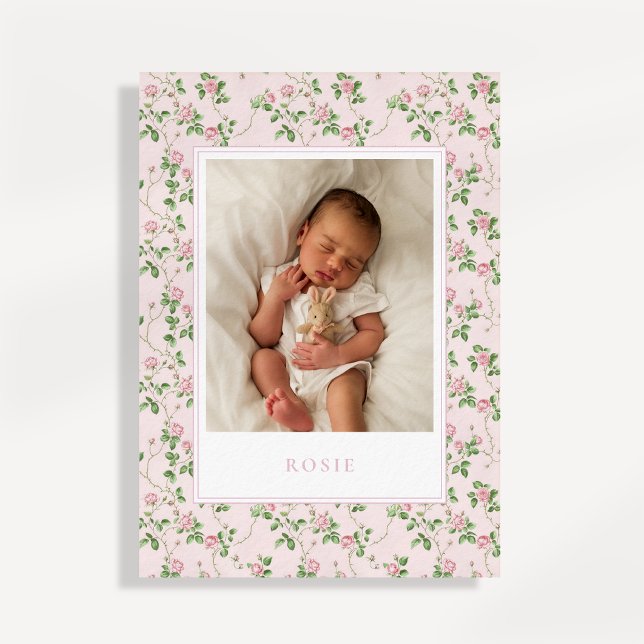 Rosa blommig födelsekort för babyflicka meddelande (Skapare uppladdad)