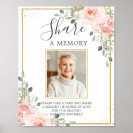 Rosa Blommig Foto Begravning Dela Ett Minne Poster