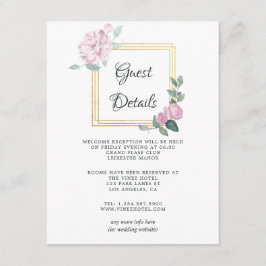 Rosa Blommig Geometrisk Bröllopsgäst Information Tilläggskort
