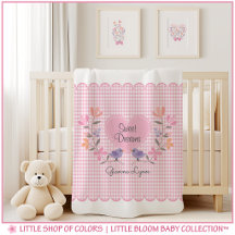 Rosa blommig gingham anpassat namn