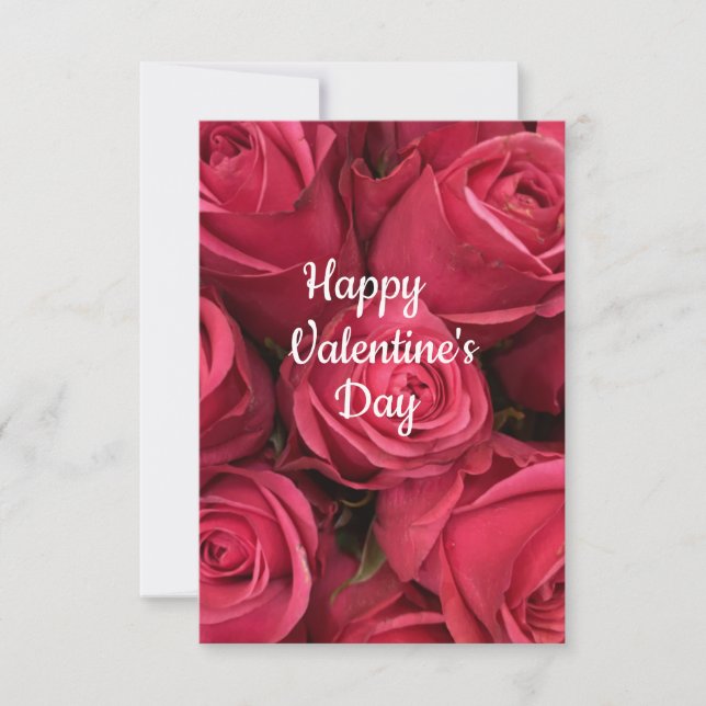 Rosa blommig Glad Valentinsdag-kort Kort (Framsida)