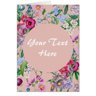 Rosa blommig hälsningskort