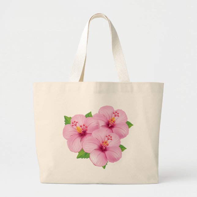 Rosa blommig handväska jumbo tygkasse (Framsidan)