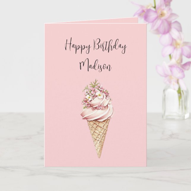 Rosa Blommig Here's the Scoop Glassbirthday Kort (Orkide)