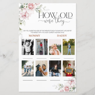 Rosa Blommig Hur Gamla Var De Baby Shower Lek