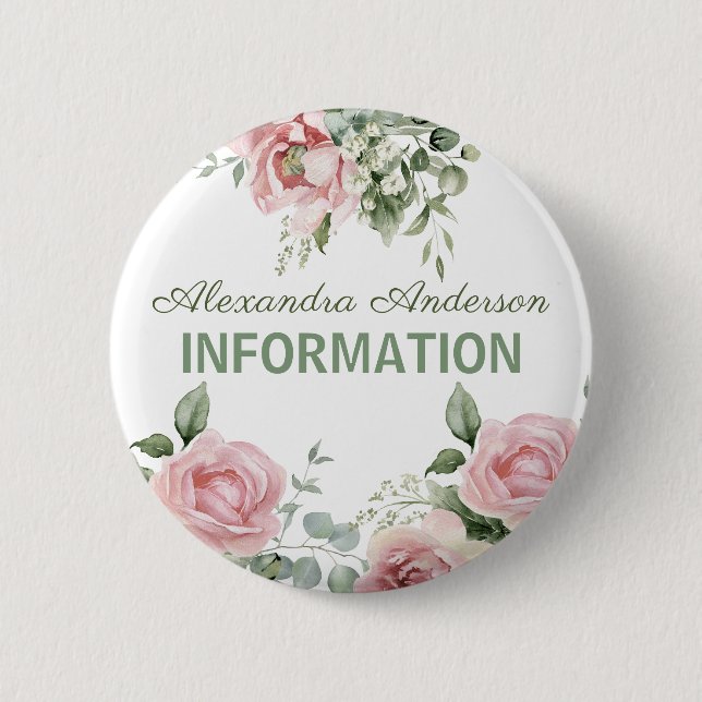 Rosa blommig information  knapp (Framsida)