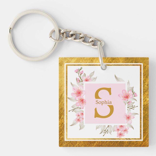 Rosa Blommig Initial | Elegant Blomster Monogram (Framsidan)