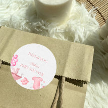 Rosa Blommig Kanin Baby Shower Tack