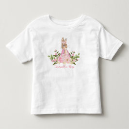 Rosa blommig kanin födelsedags t-shirt för småbarn