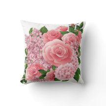 Rosa Blommig Kudd | Kastkudde 40x40 cm