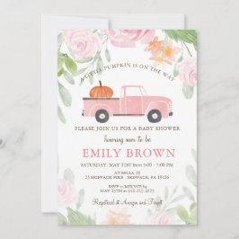 Rosa blommig lastbil Liten PUMPKIN Flicka BABYSHOW Inbjudningar
