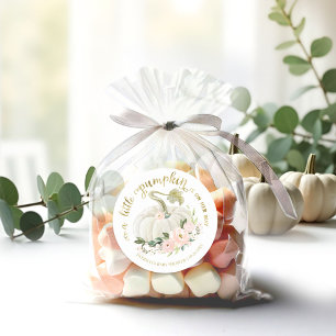 Rosa Blommig Liten Pumpa Höst Bebis Shower Runt Klistermärke