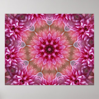 ROSA BLOMMIG MANDALA-KALEJDOSKOPKONST POSTER